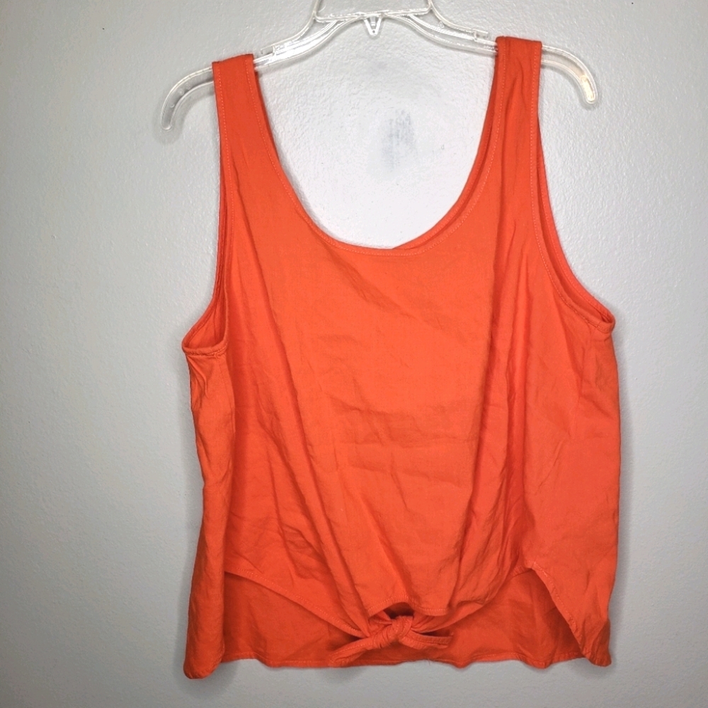 Lou & Grey XL NWT orange linen knot tank top